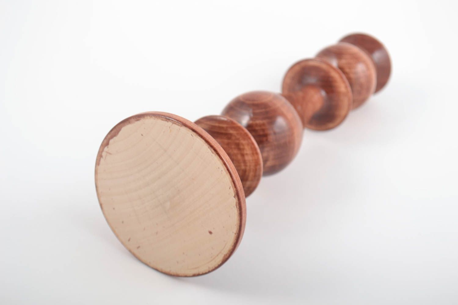 Joli bougeoir en bois sculpté verni fait main brun décoratif pour une bougie photo 5