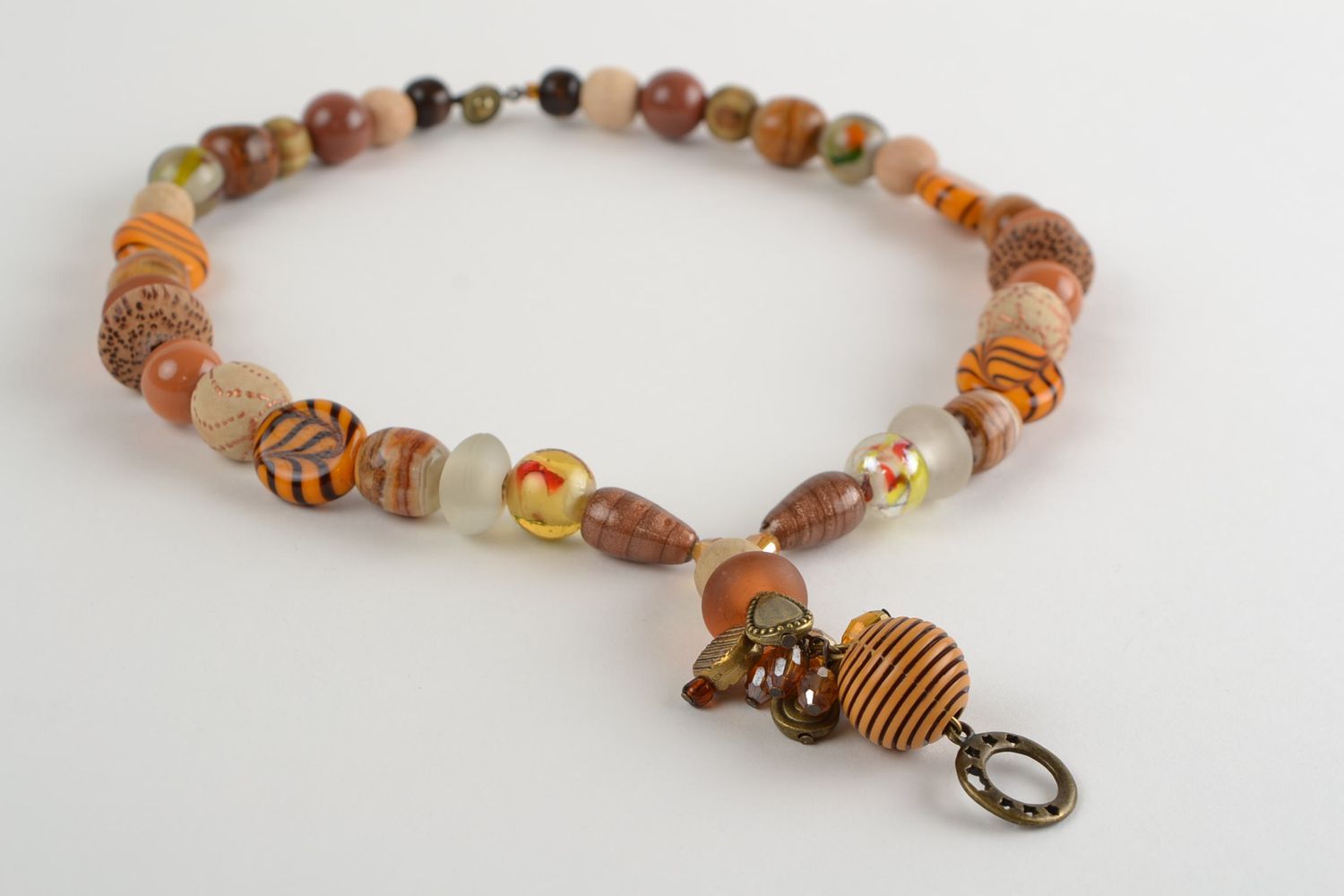 Handmade Damen Schmuckset Halskette und Armband aus Holzperlen Glas Jadeit  foto 5