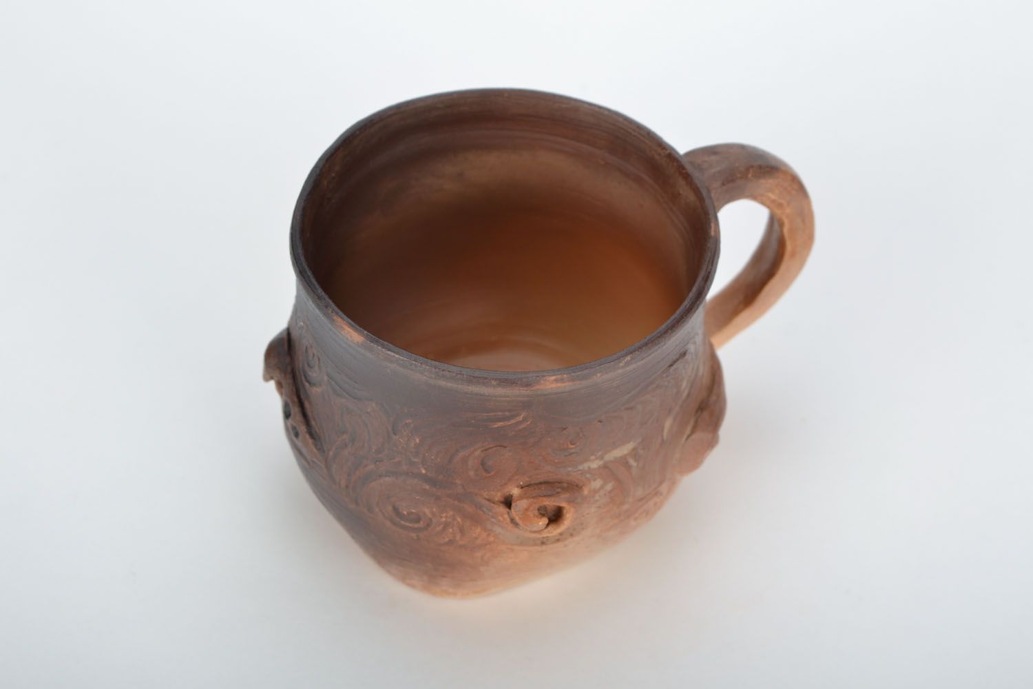 Clay coffee cup with handle and floral pattern 0,46 lb photo 4
