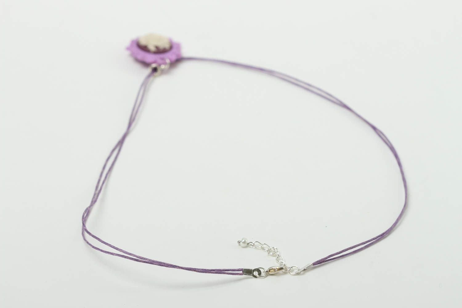 Colgante de arcilla polimérica lila accesorio para mujer bisutería artesanal foto 4