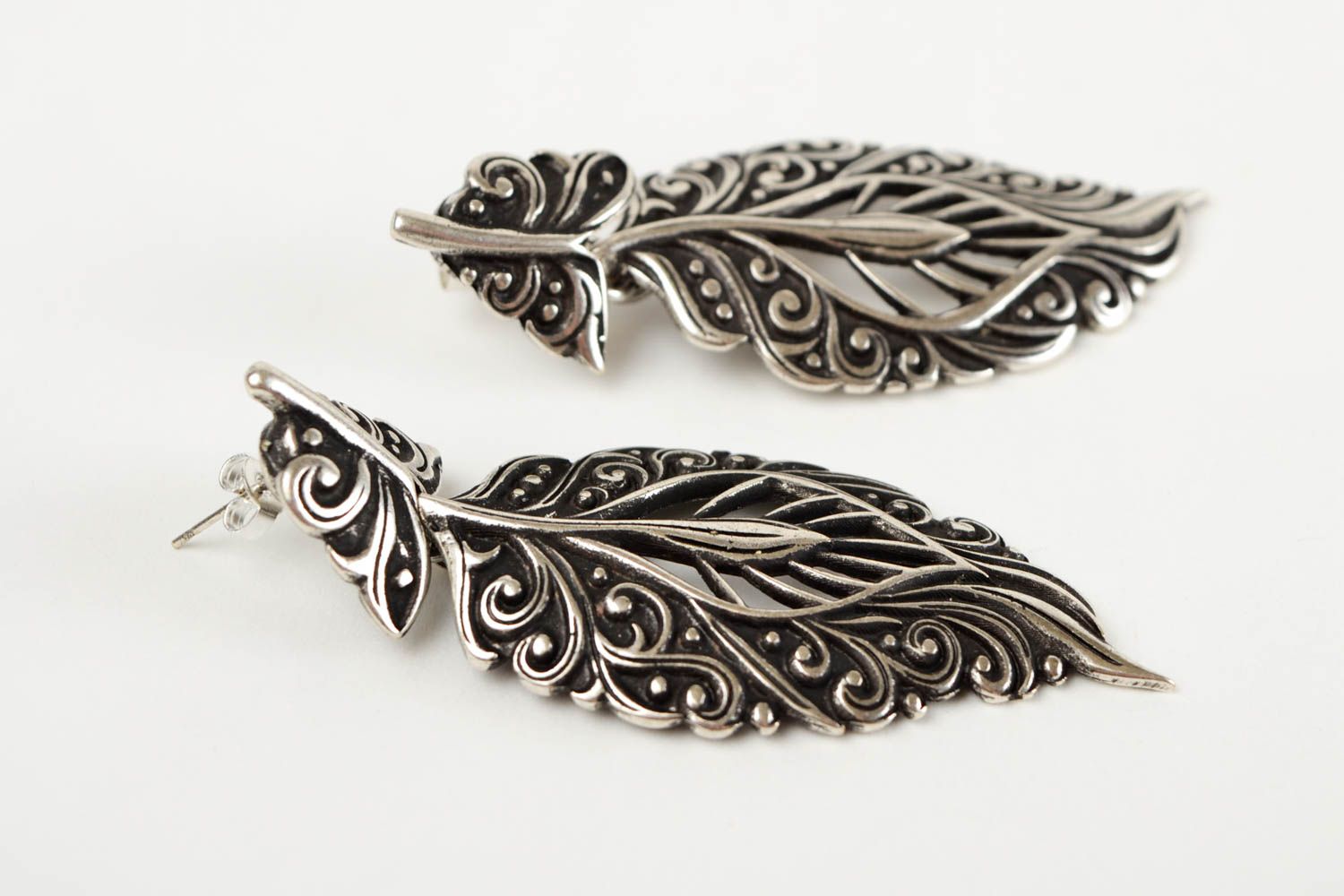 Designer Schmuck Handmade Ohrringe Federn Metall Ohrringe Geschenk für Frauen  foto 4