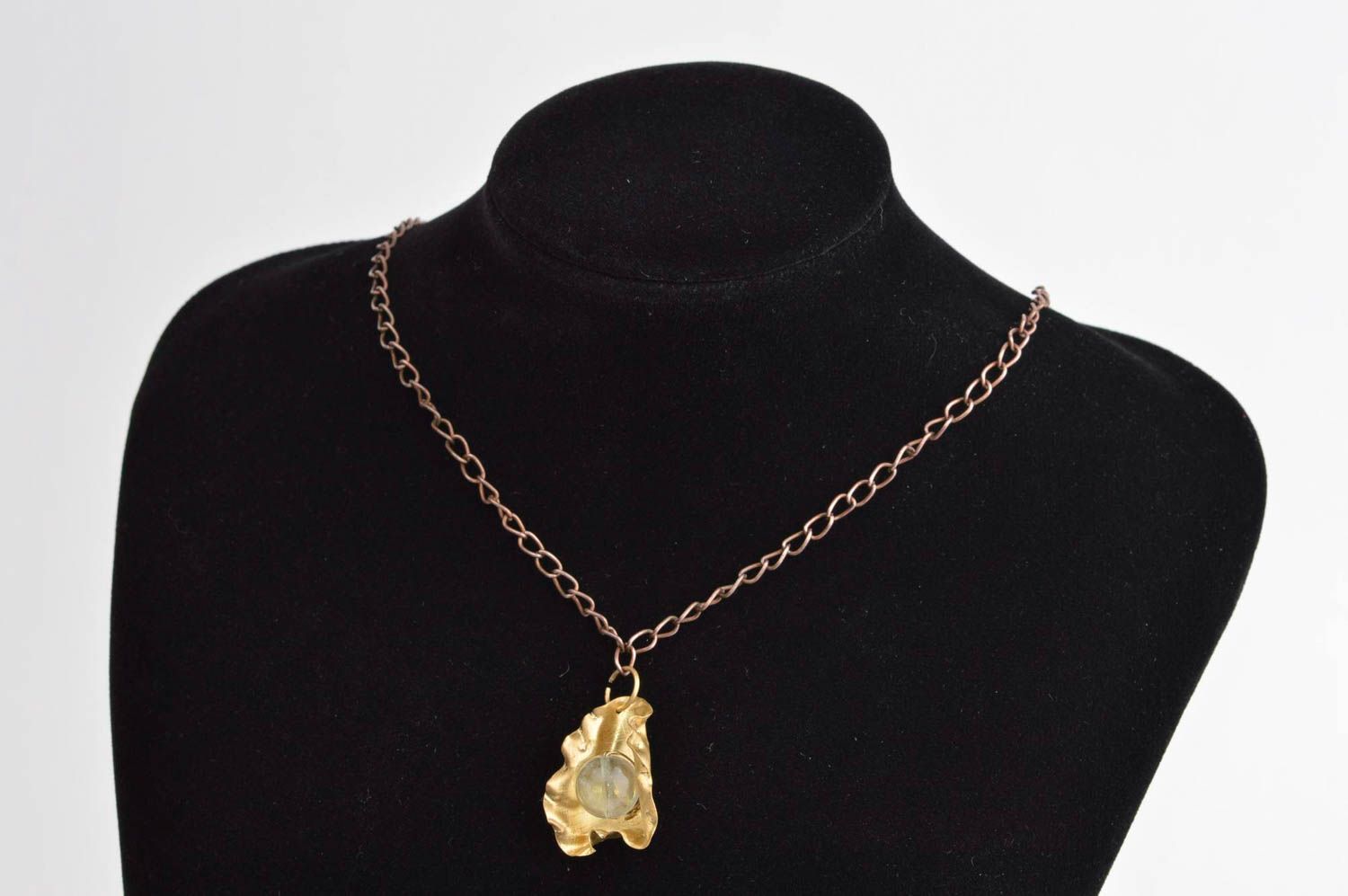 Natural stone jewelry handmade accessories brass necklace brass jewelry photo 1