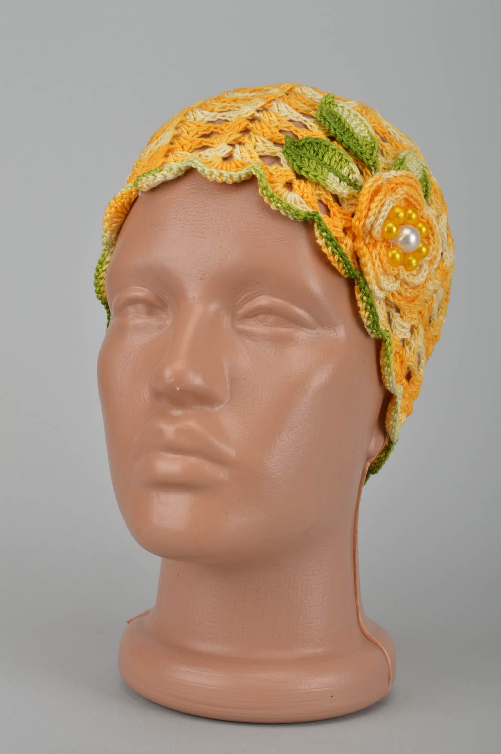 Spring knitted cap designer cap for girls unusual children headwear cute hat photo 1