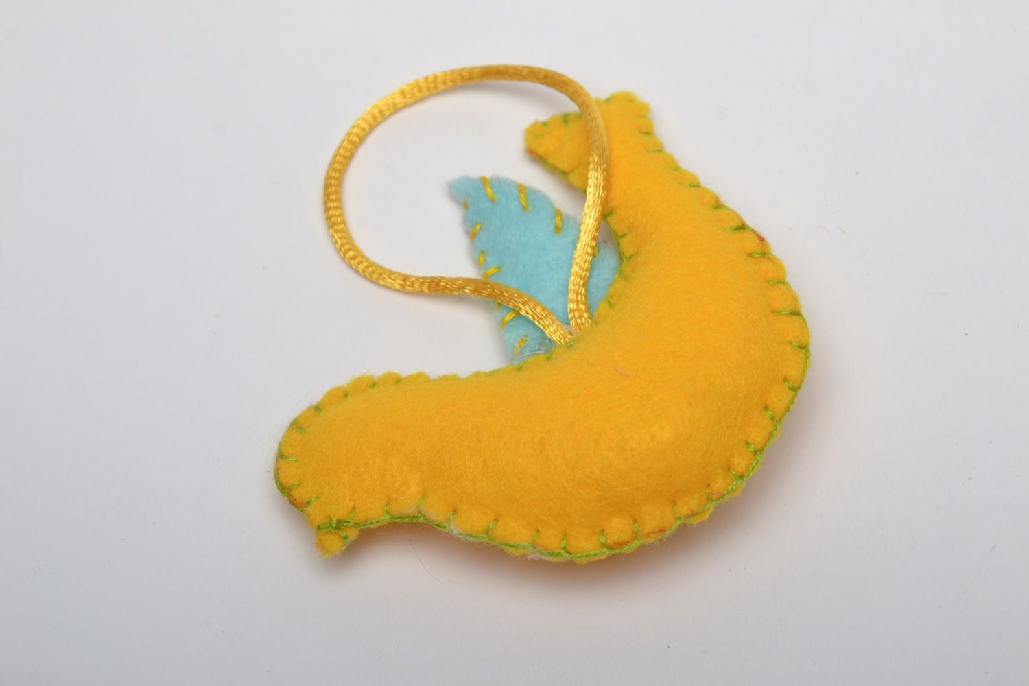 Suspension décorative en feutrine faite main en forme de petit oiseau jaune photo 3