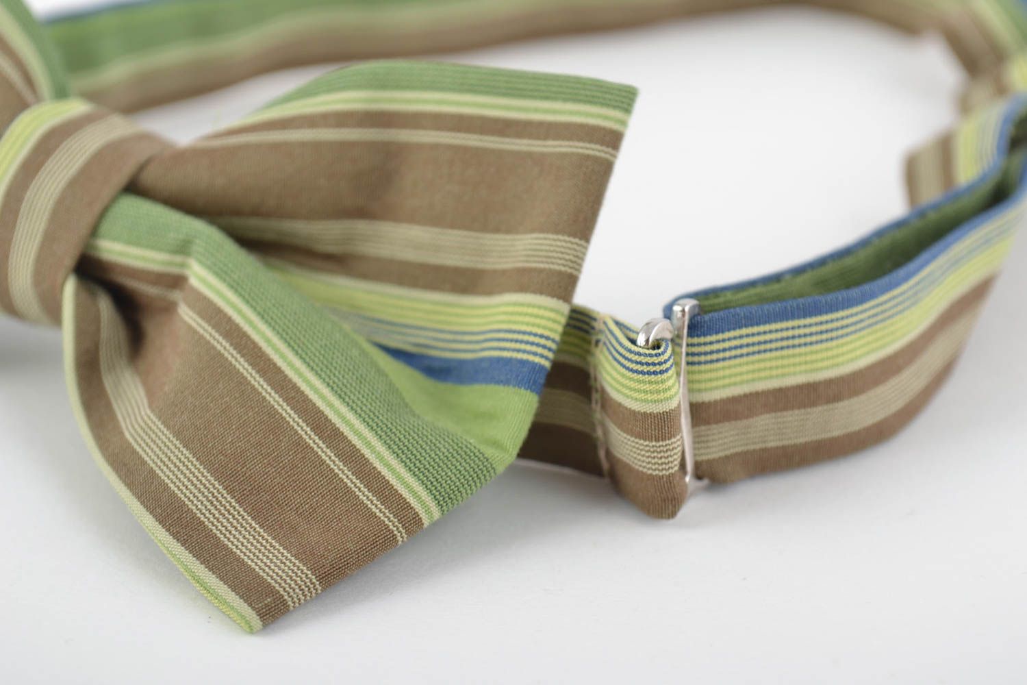 Полосатый галстук бабочка из коттона ручной работы с регулируемым размером фото 2