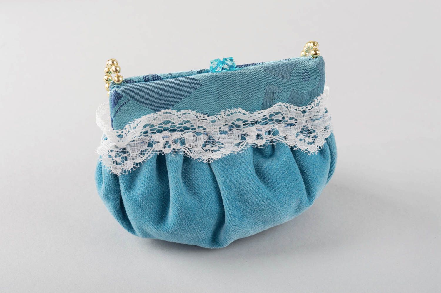 Интерьерная подвеска из ткани ручной работы оригинальная голубая симпатичная фото 3