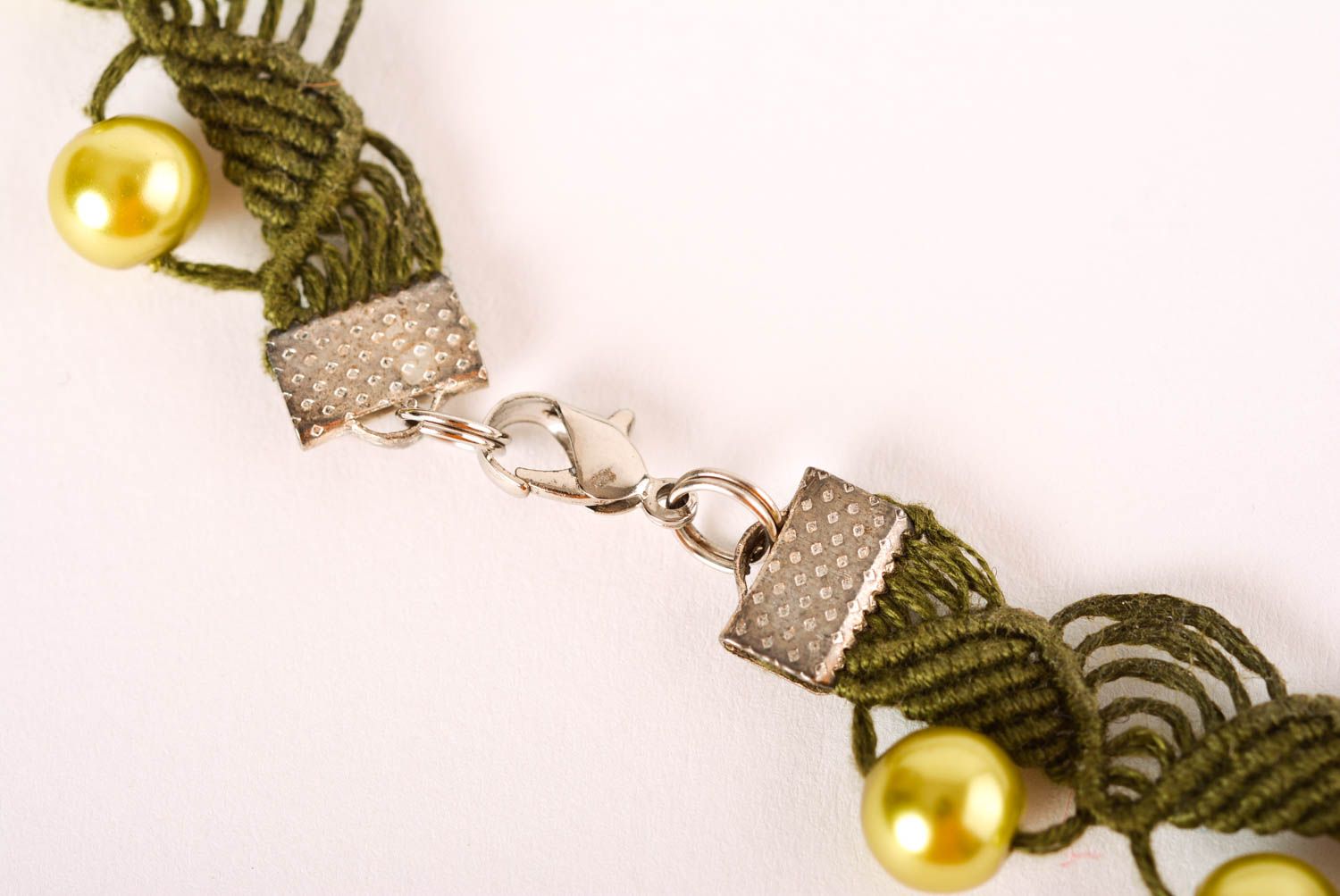 Collier macramé Bijou fait main vert avec perles fantaisie Cadeau pour femme photo 5