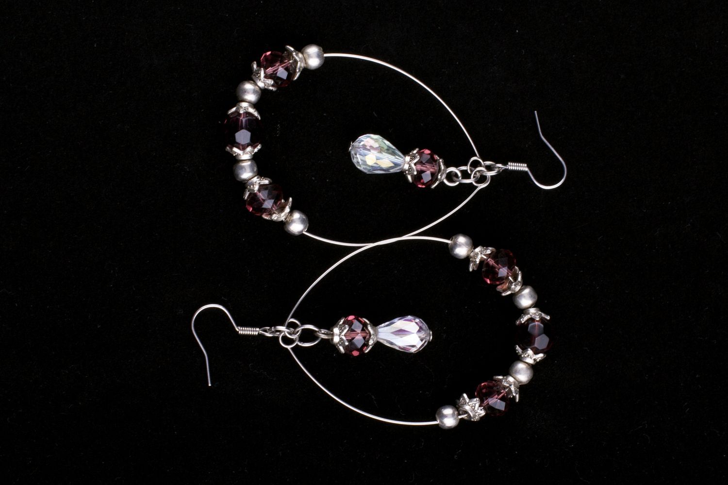 Boucles d'oreilles cristal Bijou fait main ovale Accessoire femme design photo 4