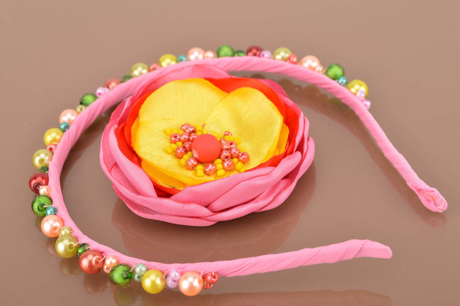Set of cute hair accessories handmade hair clip with flower and headband photo 4