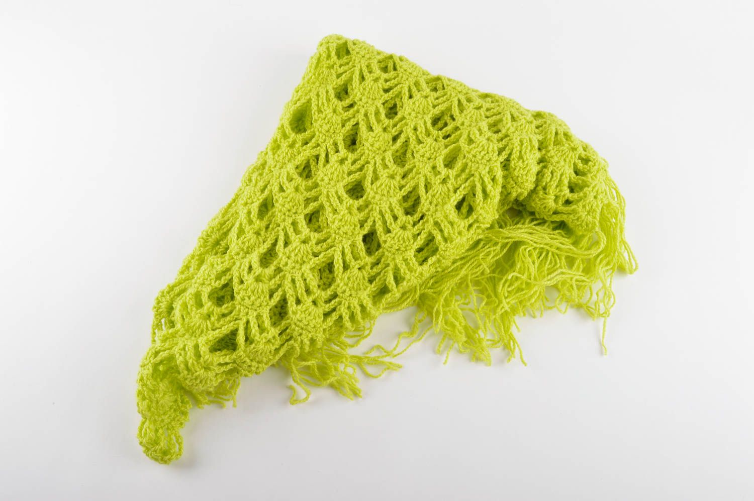 Шаль крючком ручной работы вязаная шаль зеленая шарф крючком женский красивый фото 2