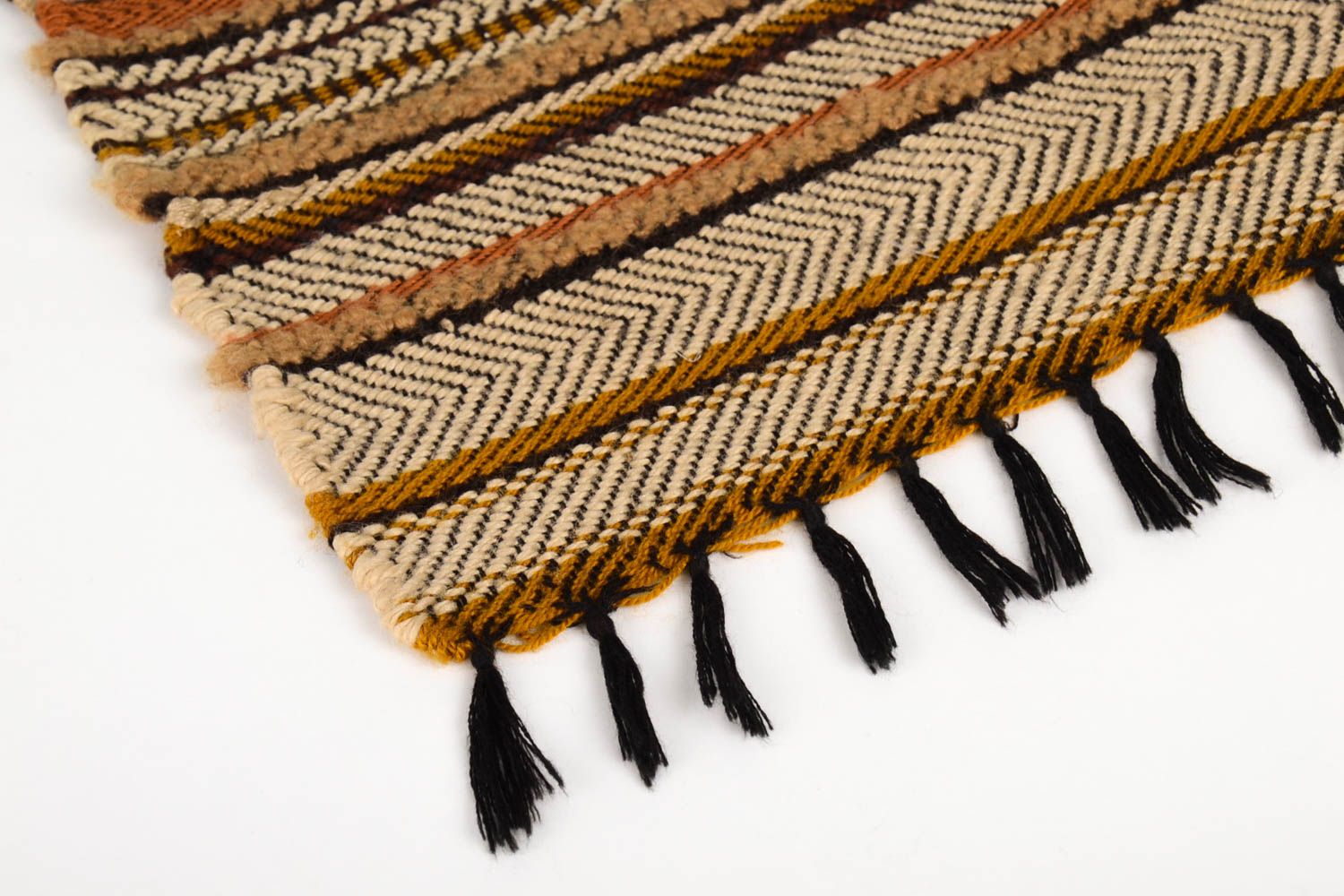 Коврик ручной работы полосатый домотканый половик коврик для прихожей коричневый фото 4