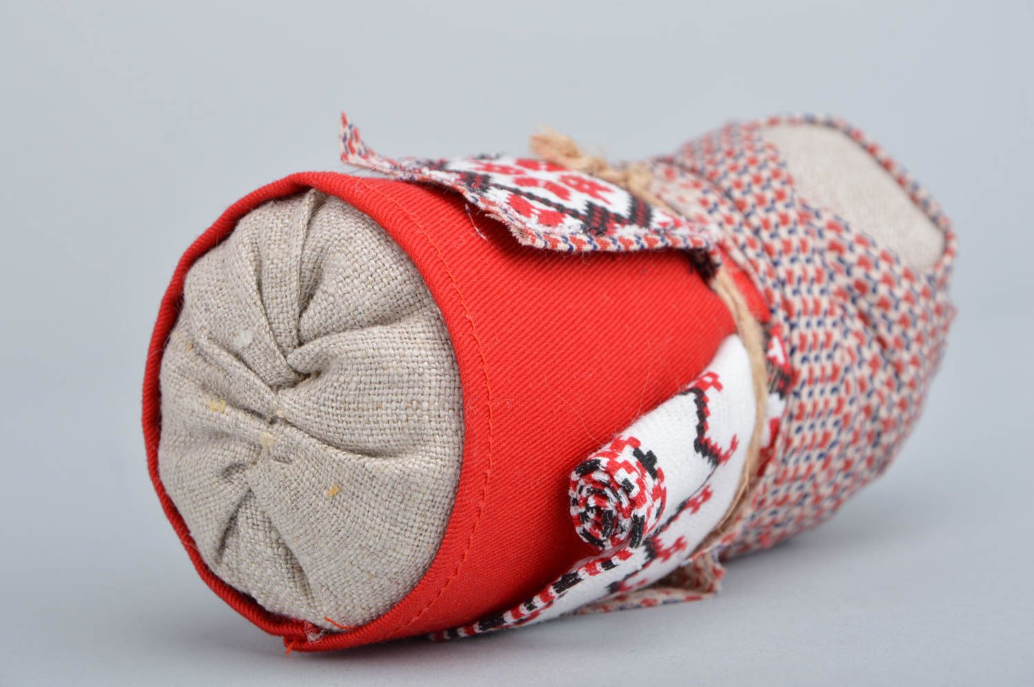 Handmade collectible textile motanka doll sewn of natural fabrics Matrona photo 5