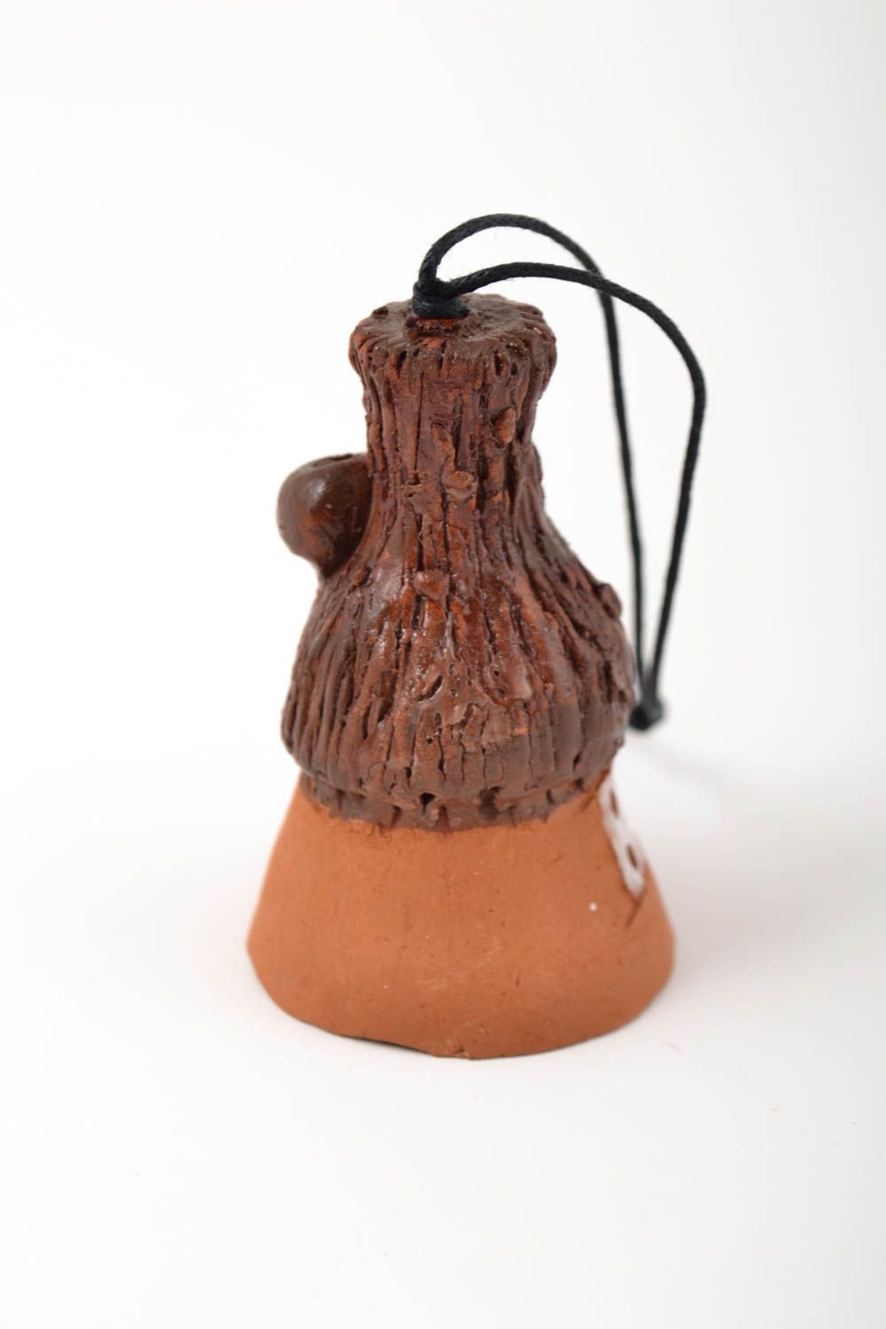 Колокольчик из глины фигурка ручной работы авторская керамика коричневый домик фото 2