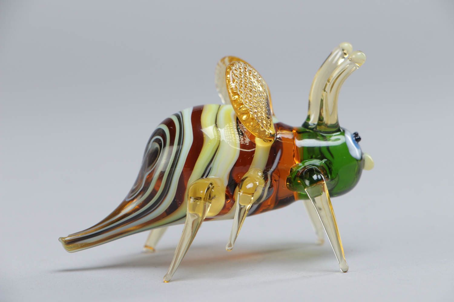 Figurine en verre au chalumeau abeille multicolore faite main originale photo 2