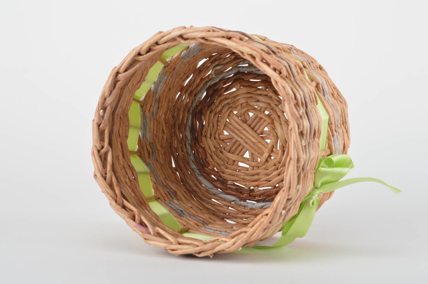 Handmade decorative paper basket woven newspaper basket home design gift ideas photo 4