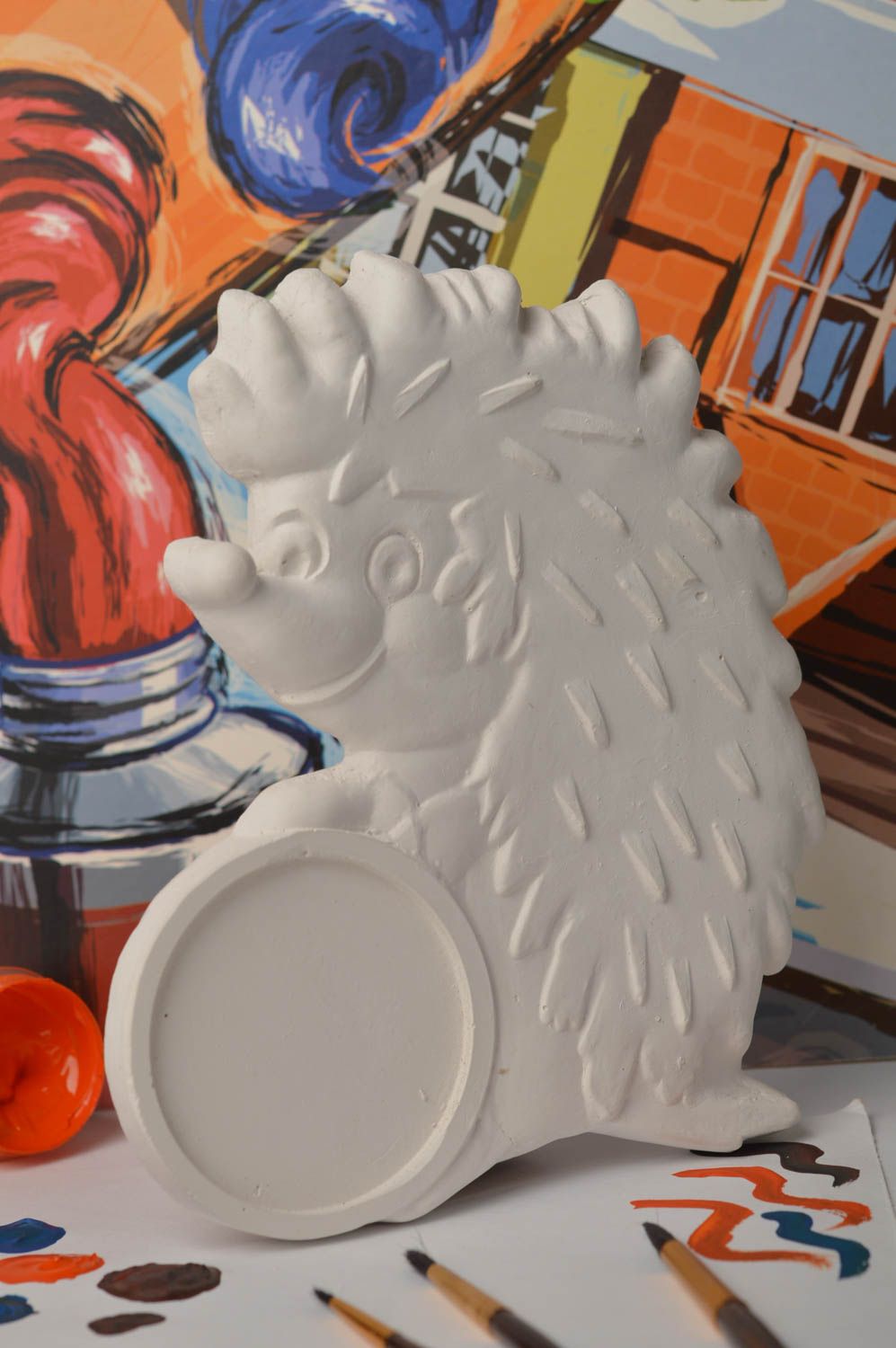 Figurine à peindre fait main Objet décoratif en plâtre hérisson Déco maison photo 1