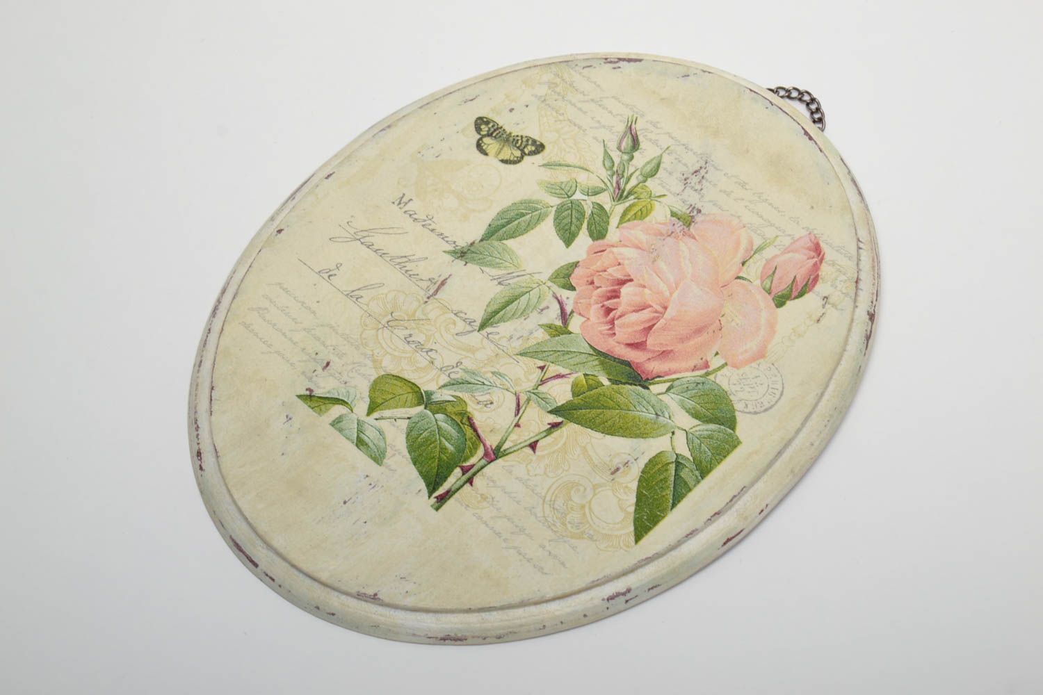 Oval wooden decoupage panel photo 2