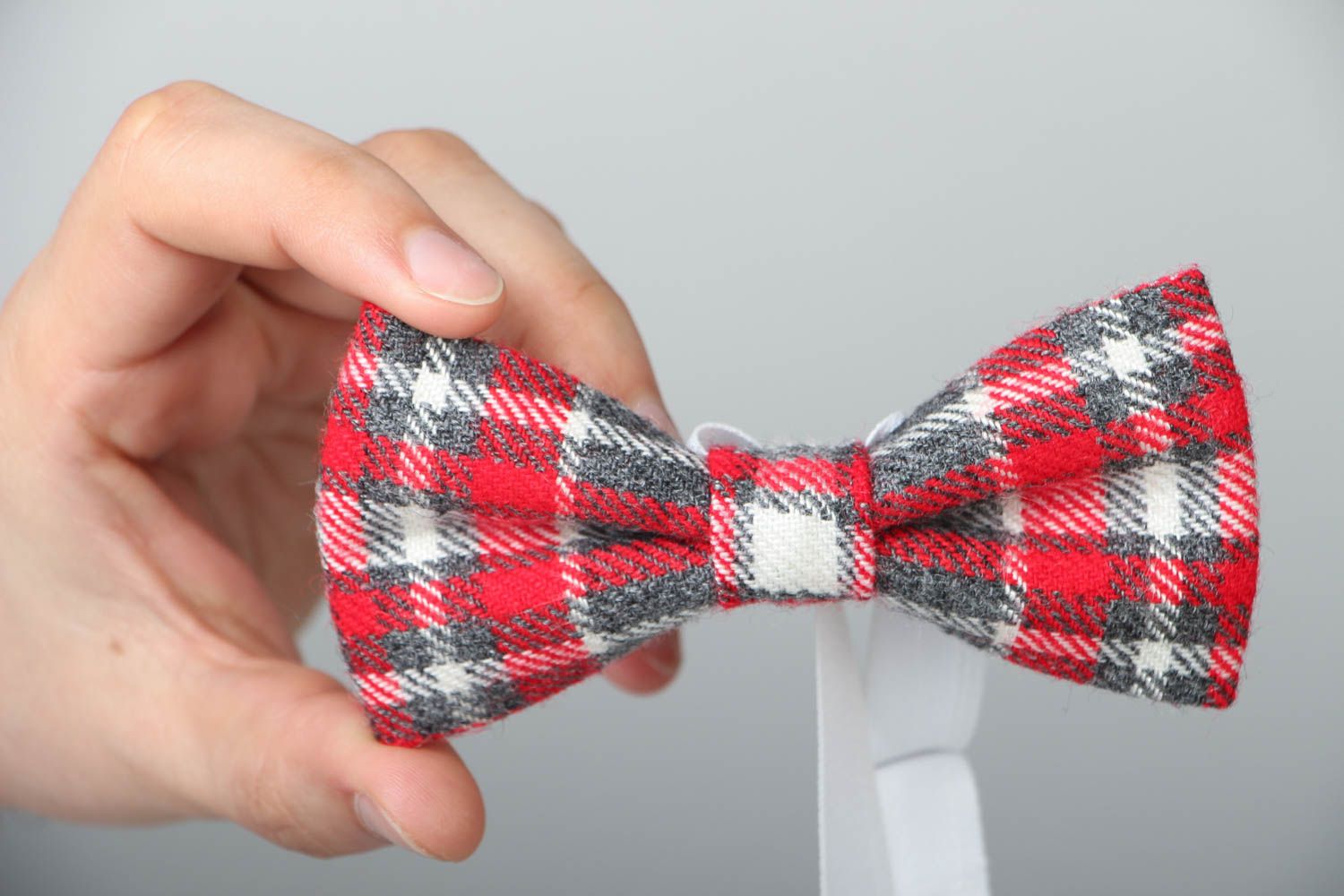 Checkered wool bow tie photo 4