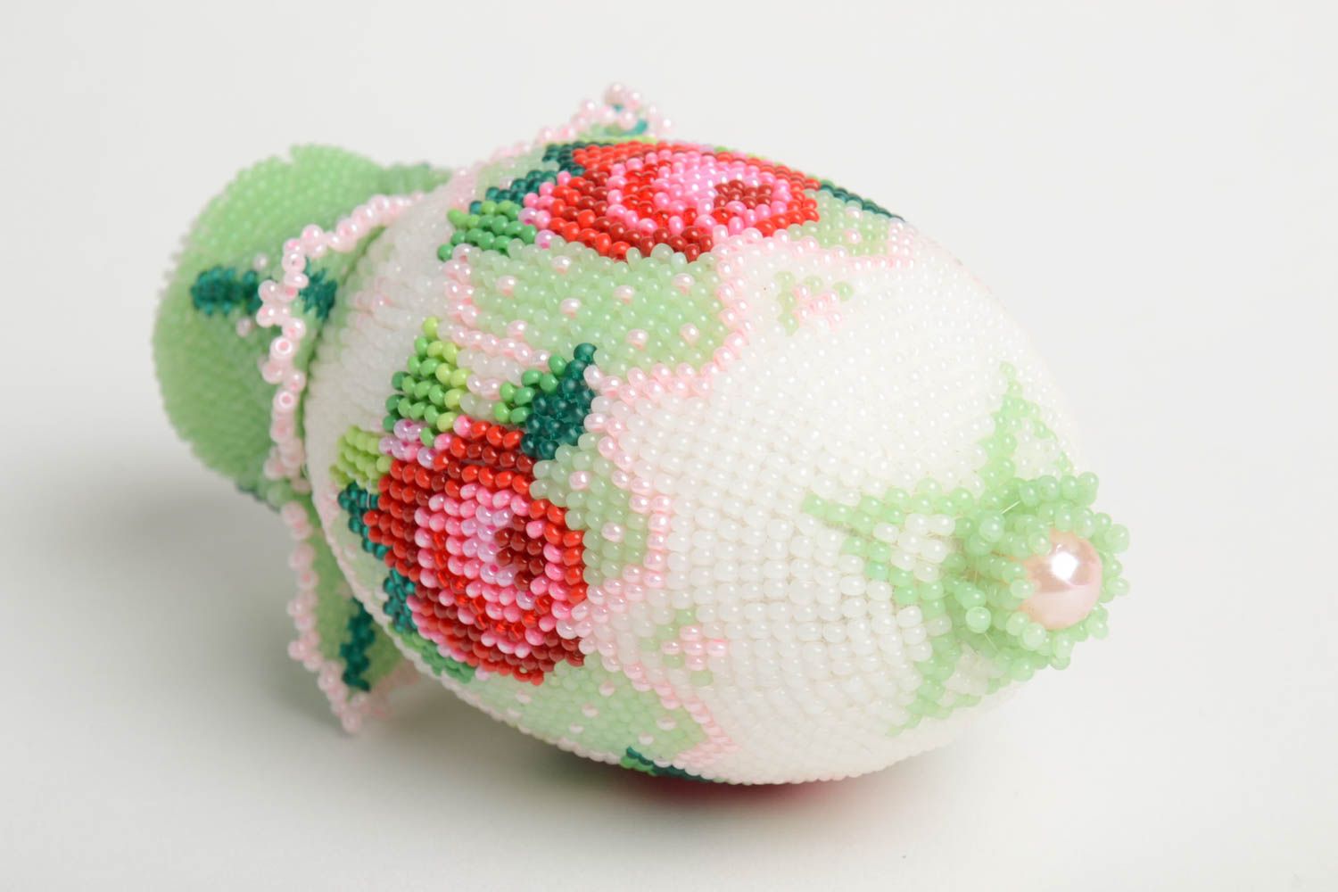 Декоративный элемент ручной работы яйцо из бисера предмет интерьера подарок  фото 3