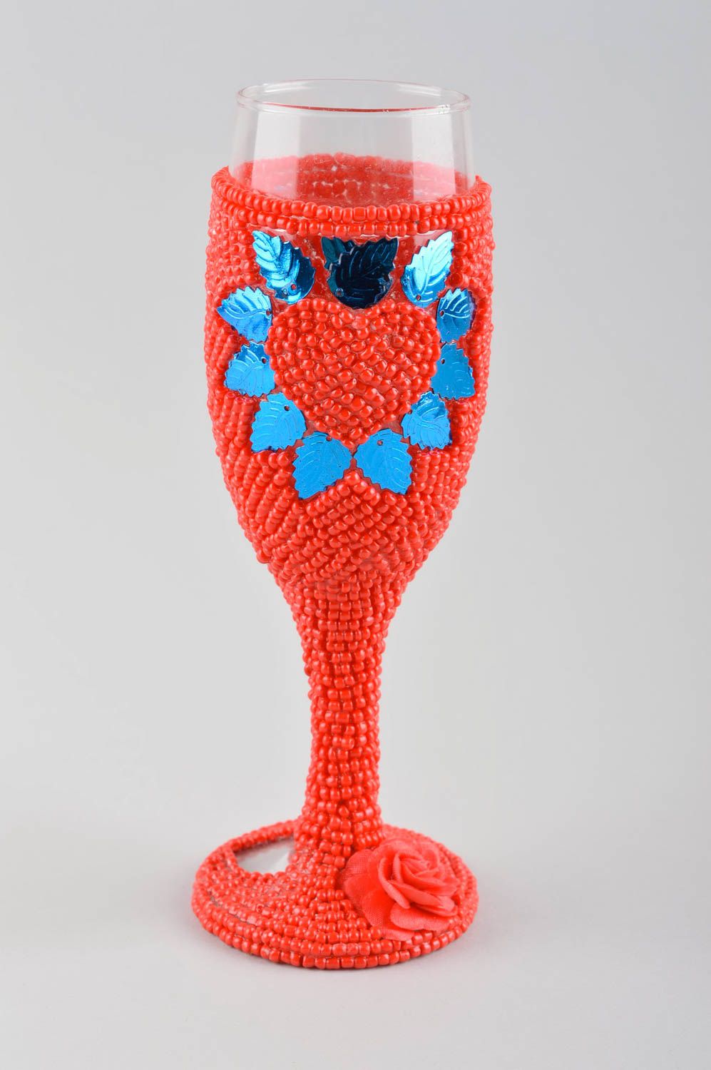 Copa de cristal hecha a mano roja con corazón detalle de boda regalo original foto 2