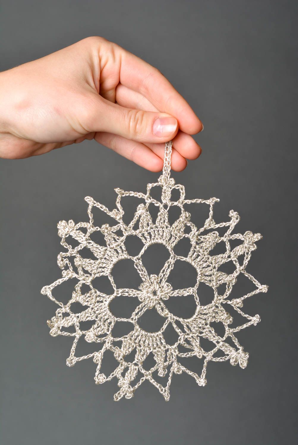 Handmade crocheted snowflake Christmas tree decor interior decor ideas photo 2
