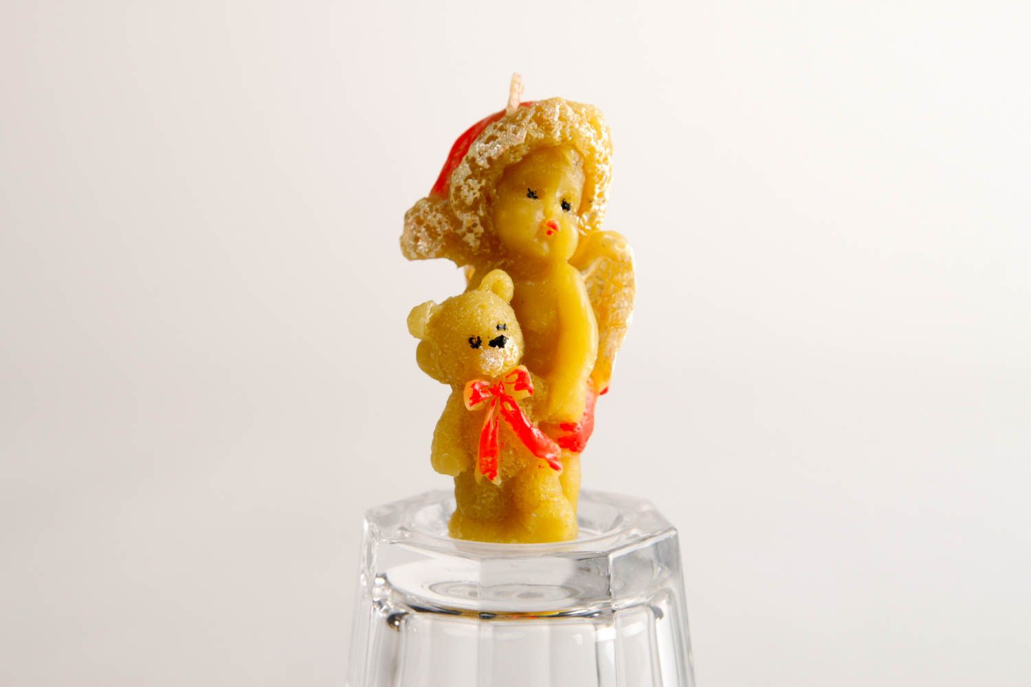 Birthday cake handmade candle in the shape of an angel & teddy bear 3,5 inches, 0,08 lb photo 1
