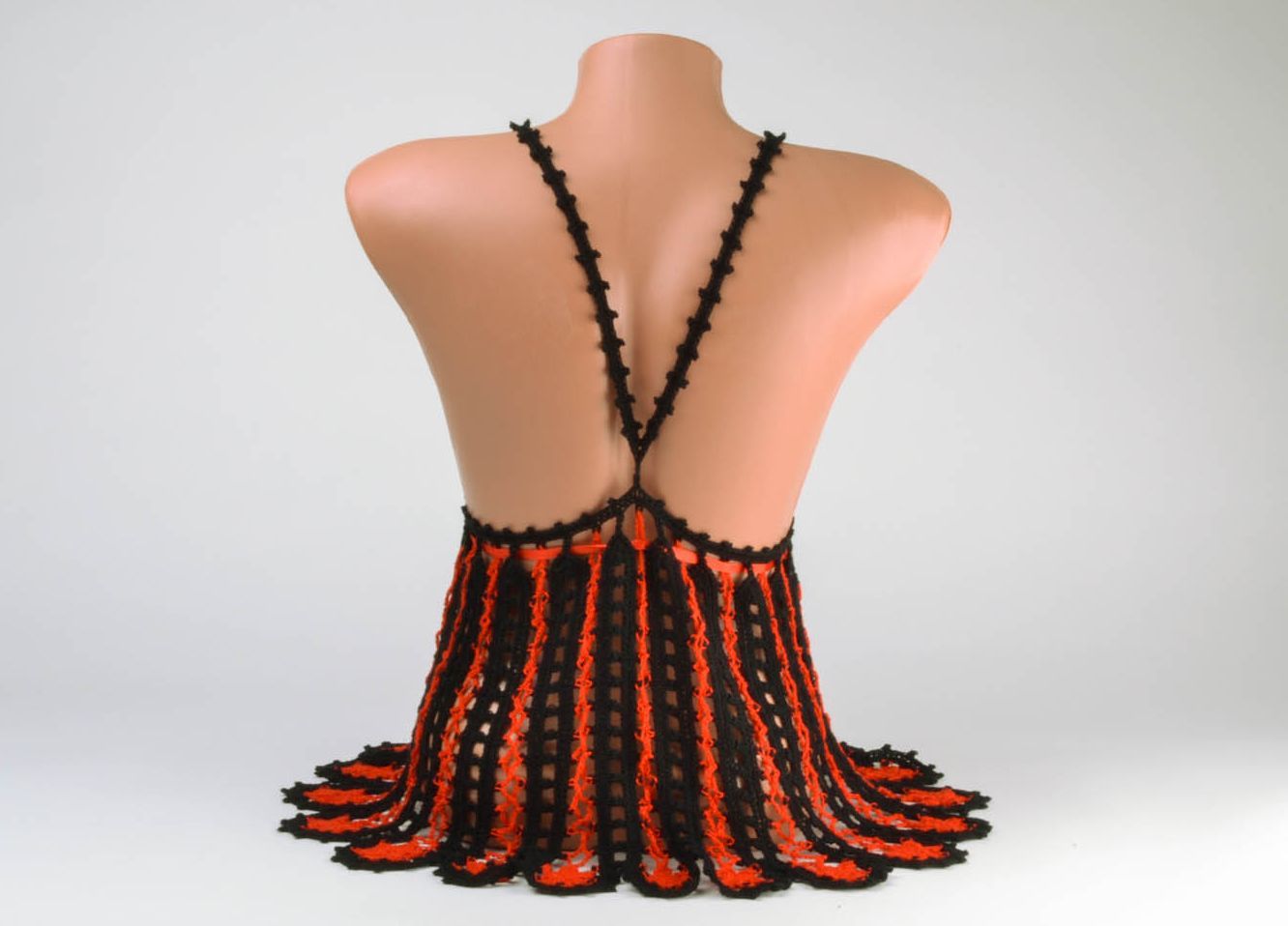 Red and black crocheted top photo 3