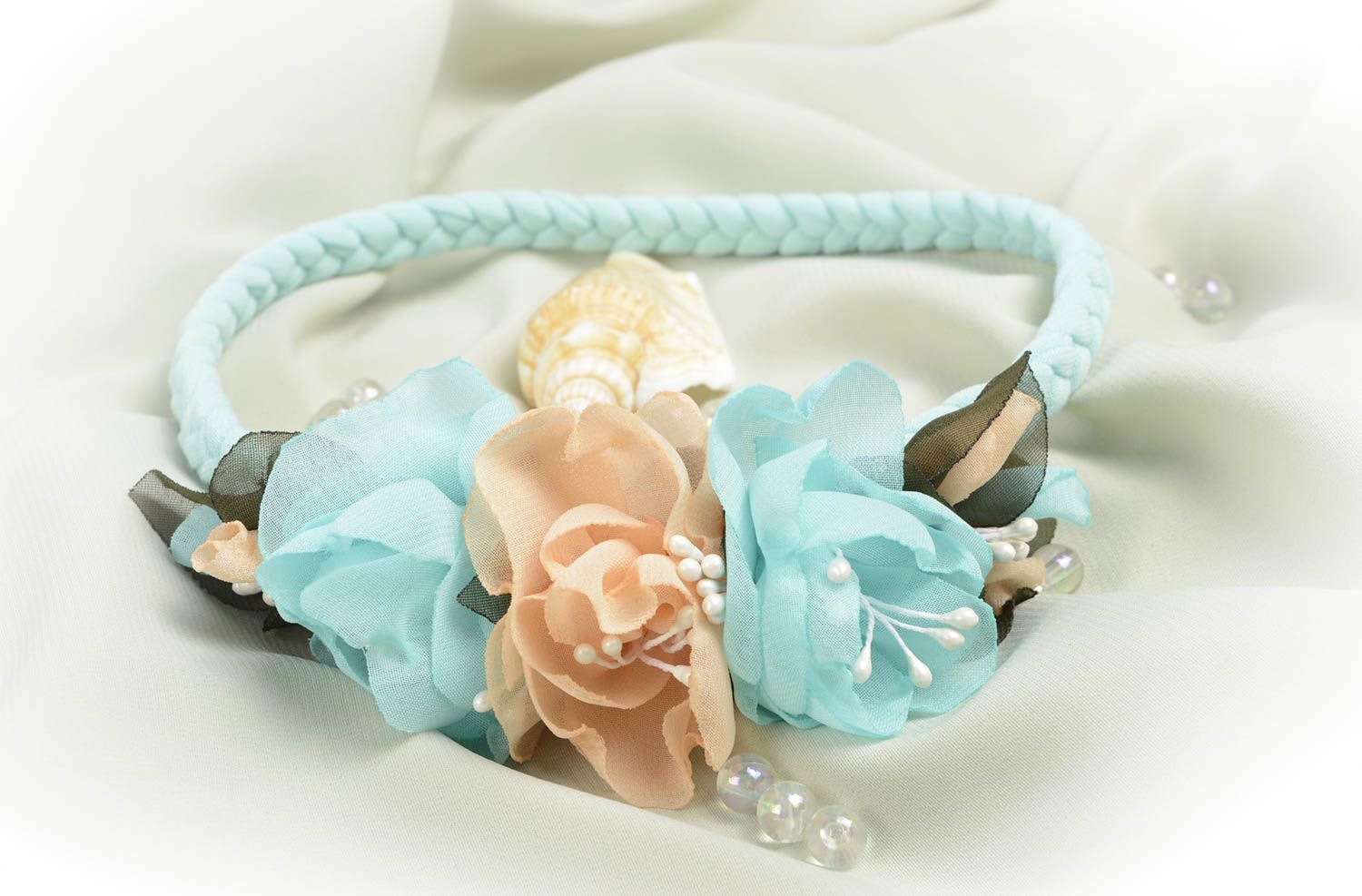 Blue handmade flower headband cool hair ornaments accessories for girls photo 1