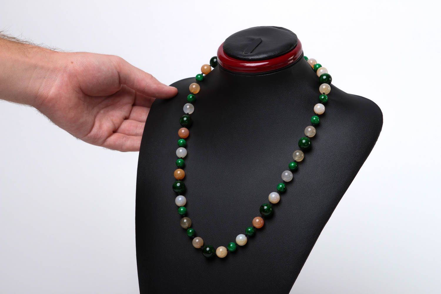 Collar original de ágata y malaquita bisutería artesanal regalo para mujer foto 5