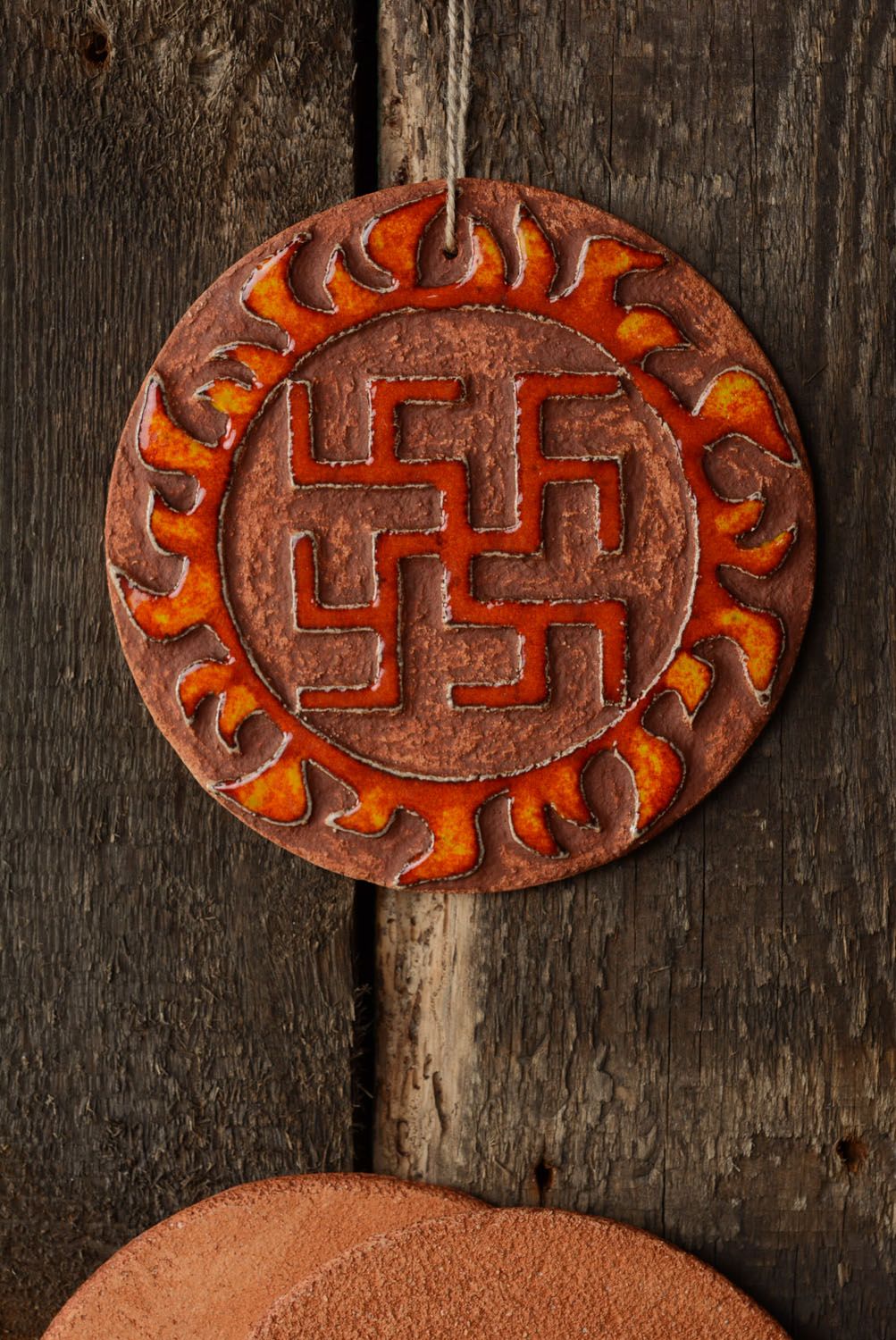 Handmade ceramic amulet pendant  photo 4