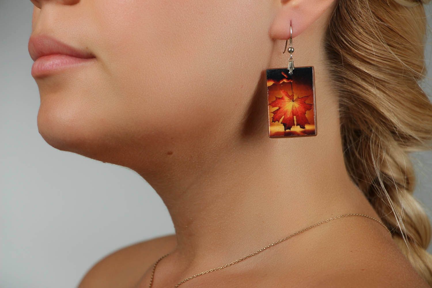 Polymer clay earrings with decoupage photo 5