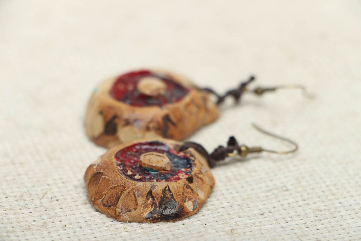 Ceramic earrings with charms photo 2
