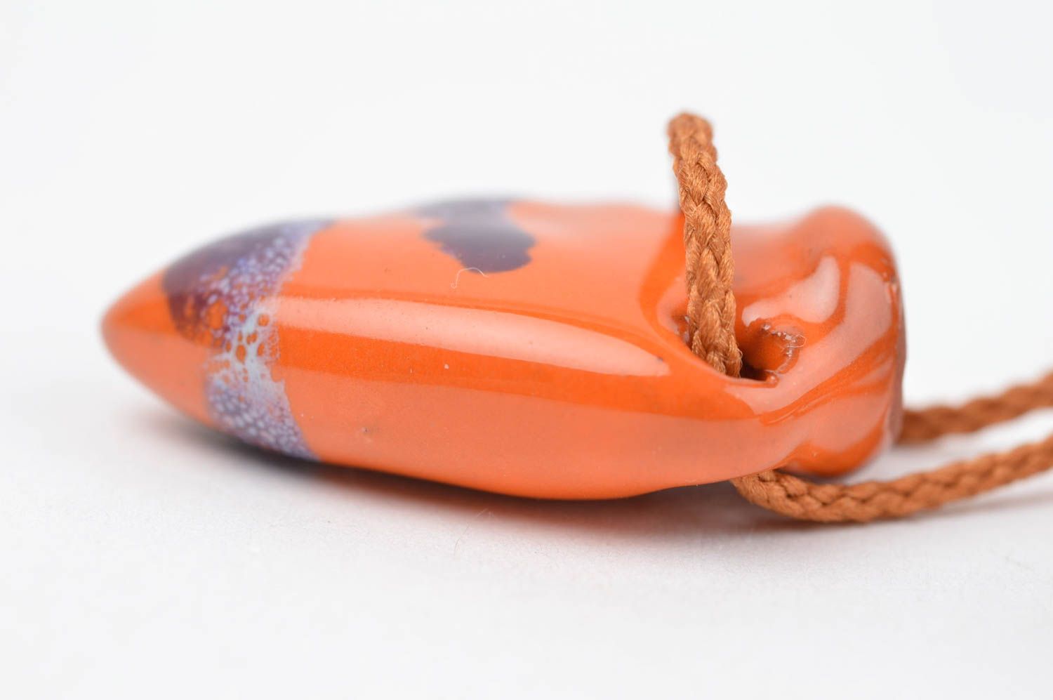 Кулон ручной работы глиняный аромакулон украшение на шею Оранжевый кувшин фото 2