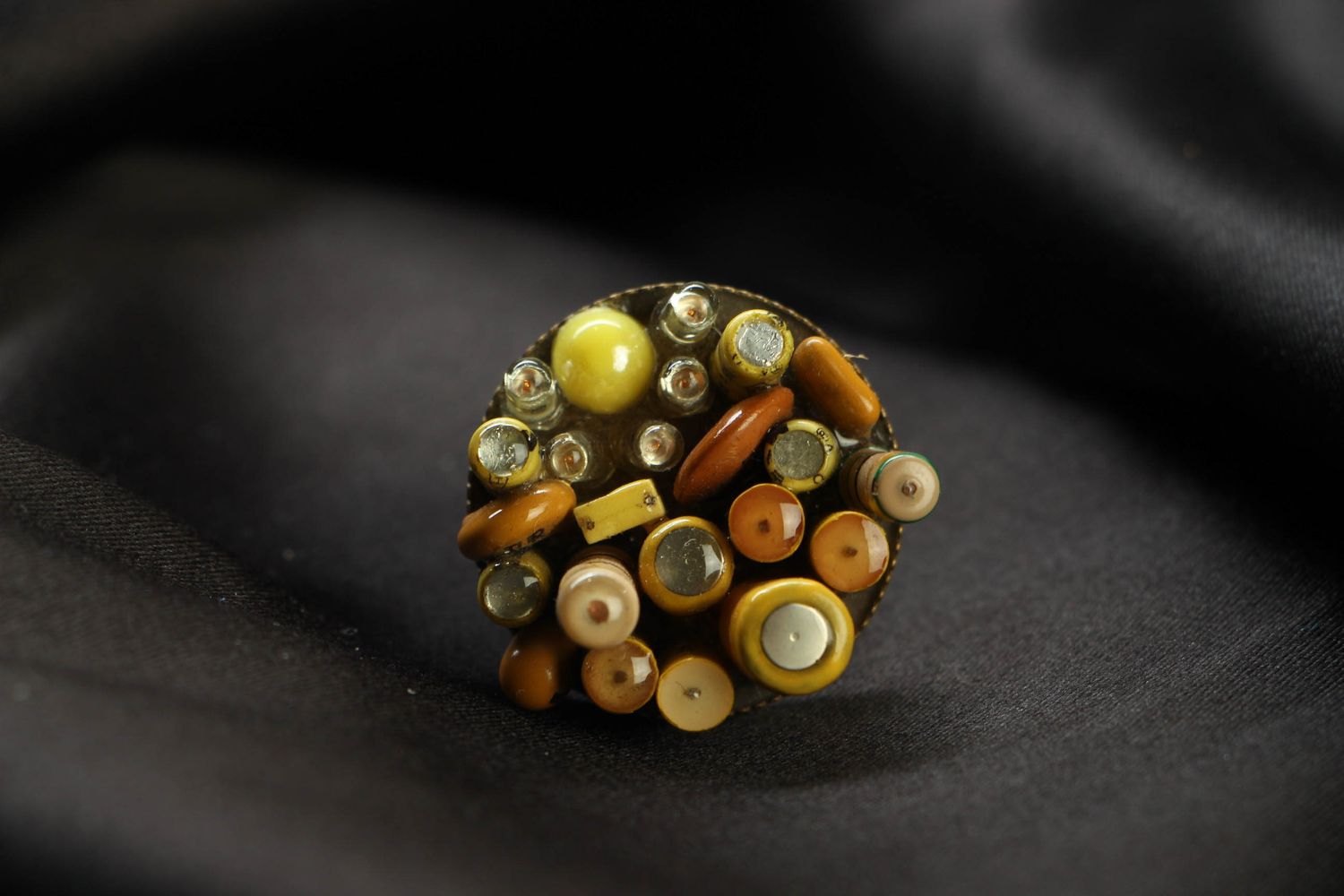 Steampunk ring of yellow color photo 2