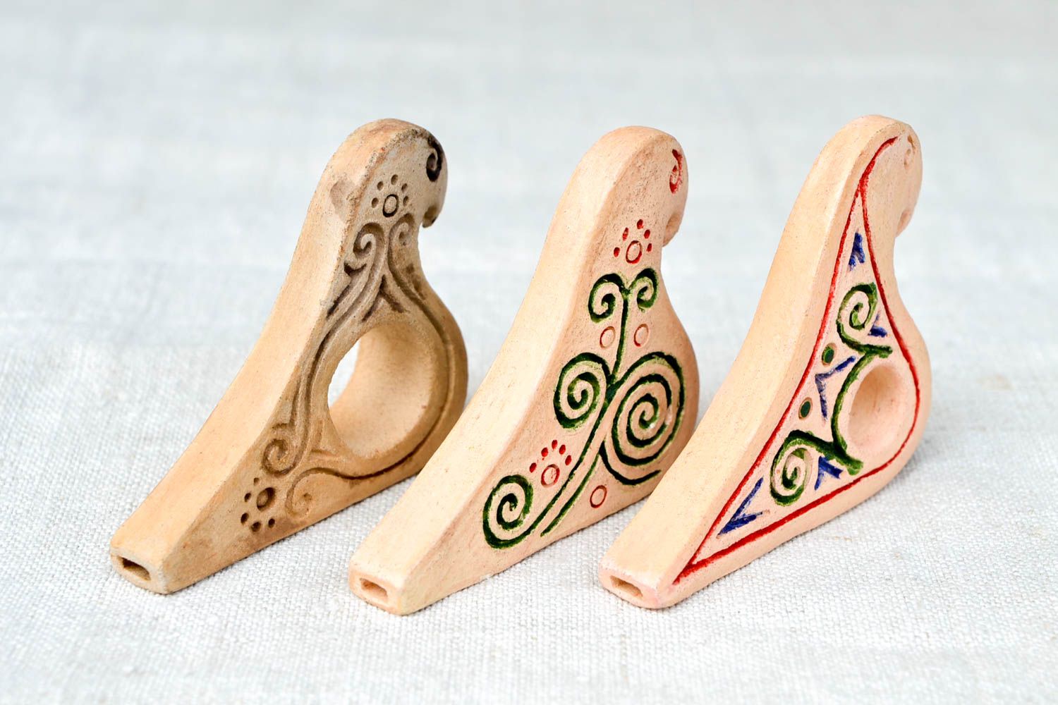 Handmade ceramic penny whistle 3 pieces folk toys interior decorating gift ideas photo 5