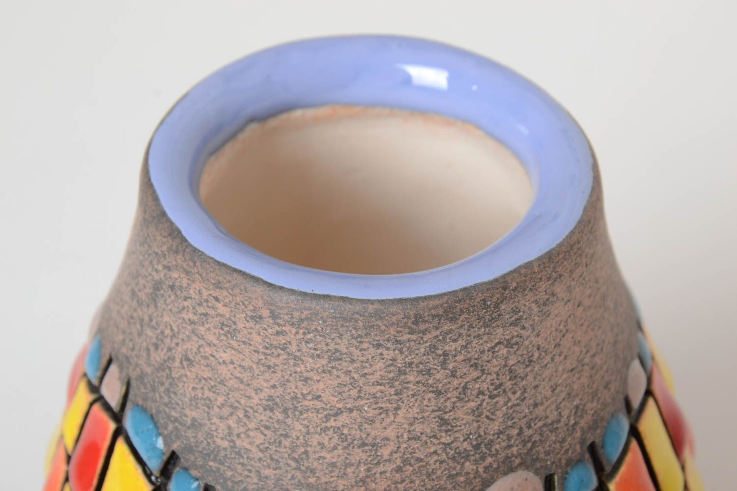 Handmade Keramik Vase originell Haus Deko schöne ausgefallene Vase bemalt 800 ml foto 3