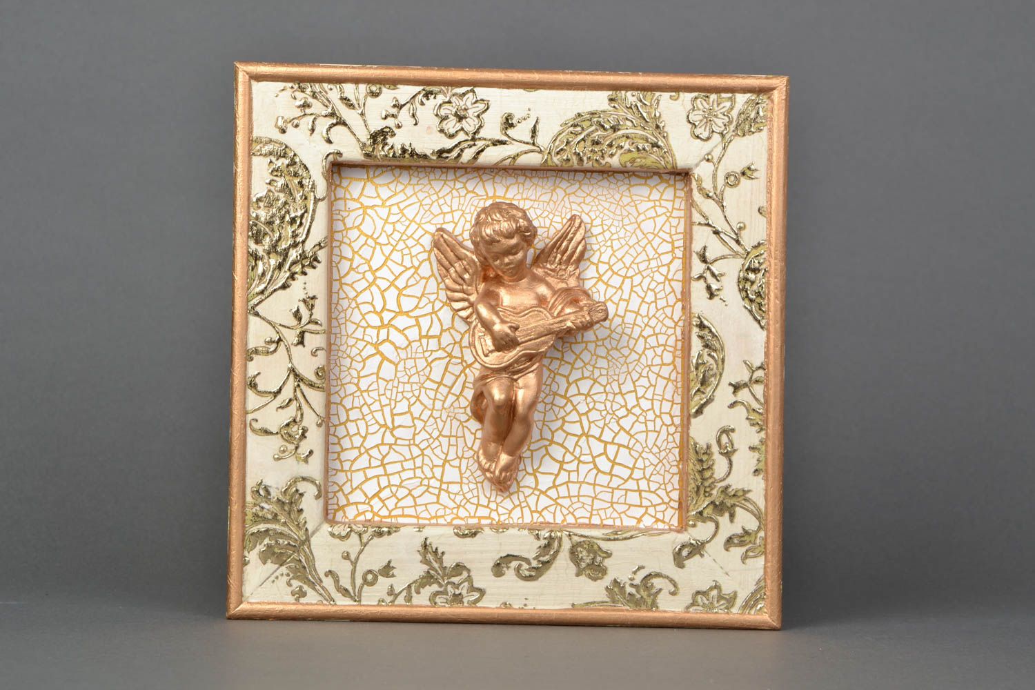 Decoupage panel with figurine of angel photo 1