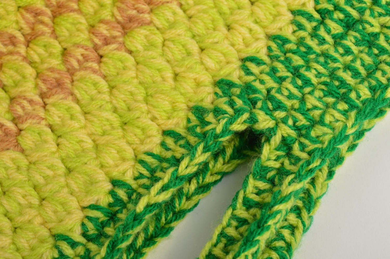 Sac à main tricoté Sac fait main jaune-vert petit design Accessoire femme photo 5