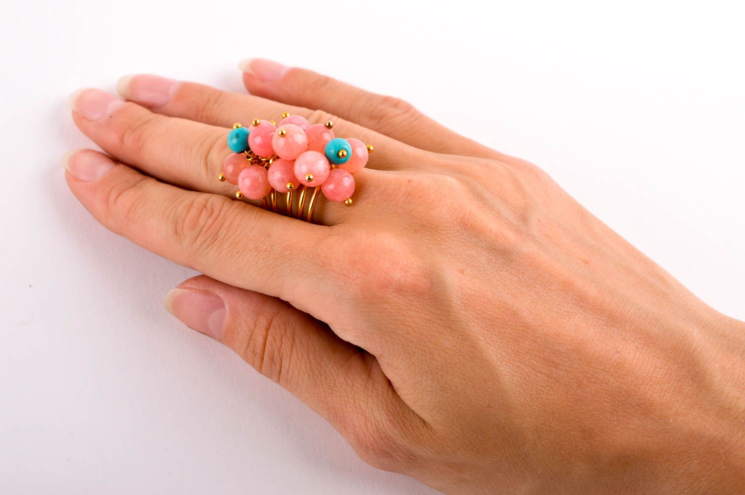 Handmade ring designer ring with stones unusual accessory gift for women photo 5