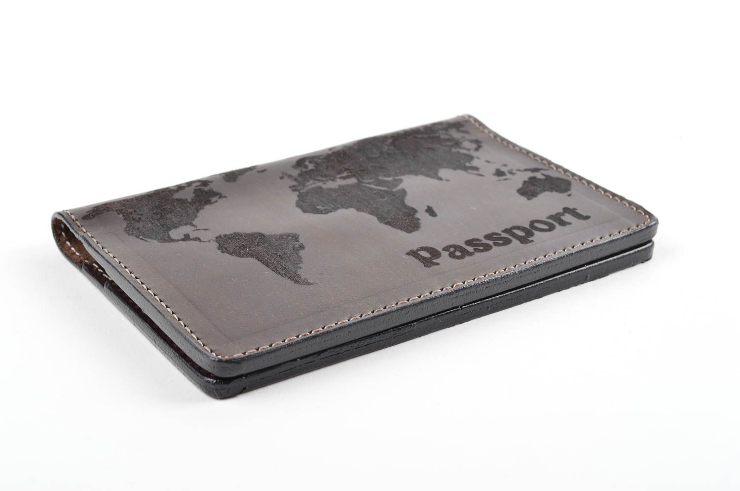 Funda para pasaporte artesanal portadocumentos de cuero gris regalo original foto 4