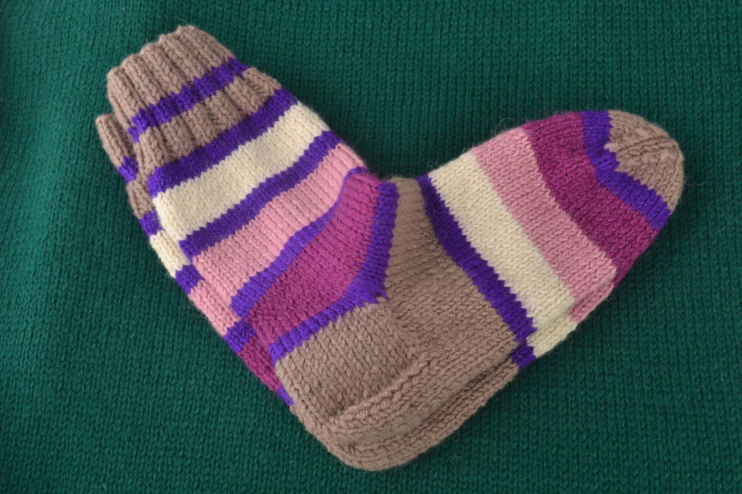 Beautiful handmade knitted socks womens wool socks designer accessories for girl photo 1