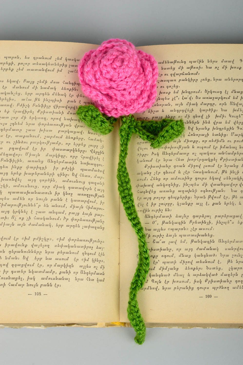 Unusual handmade bookmark crochet flower bookmark designer accessories photo 1