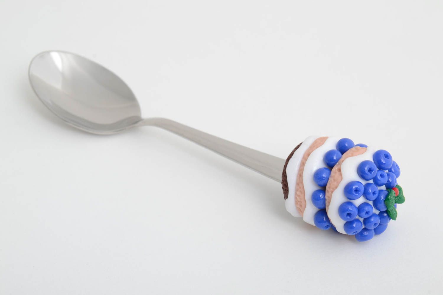 Handmade beautiful teaspoon with handle made of polymer clay unusual gift  photo 2