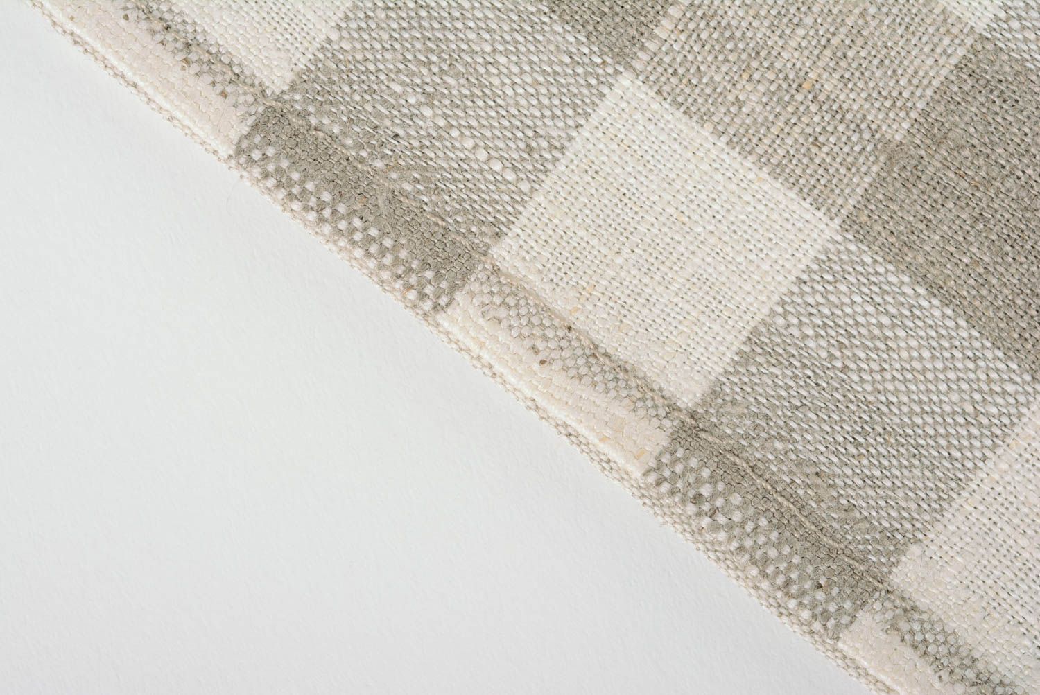 Handmade light checkered linen fabric small eco bag for women photo 5