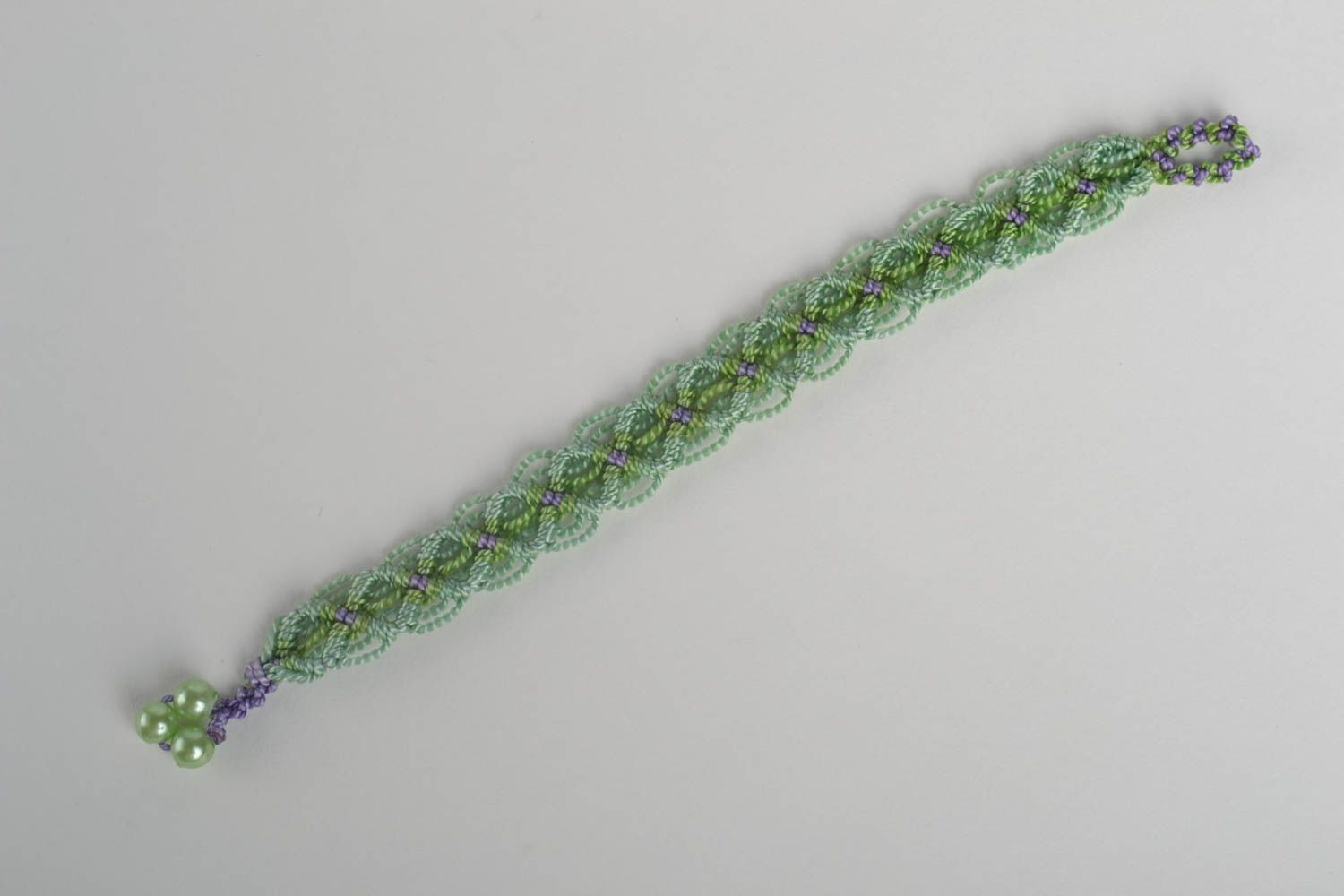 Bracelet macramé vert Bijou fait main en fils synthétiques Cadeau femme photo 5