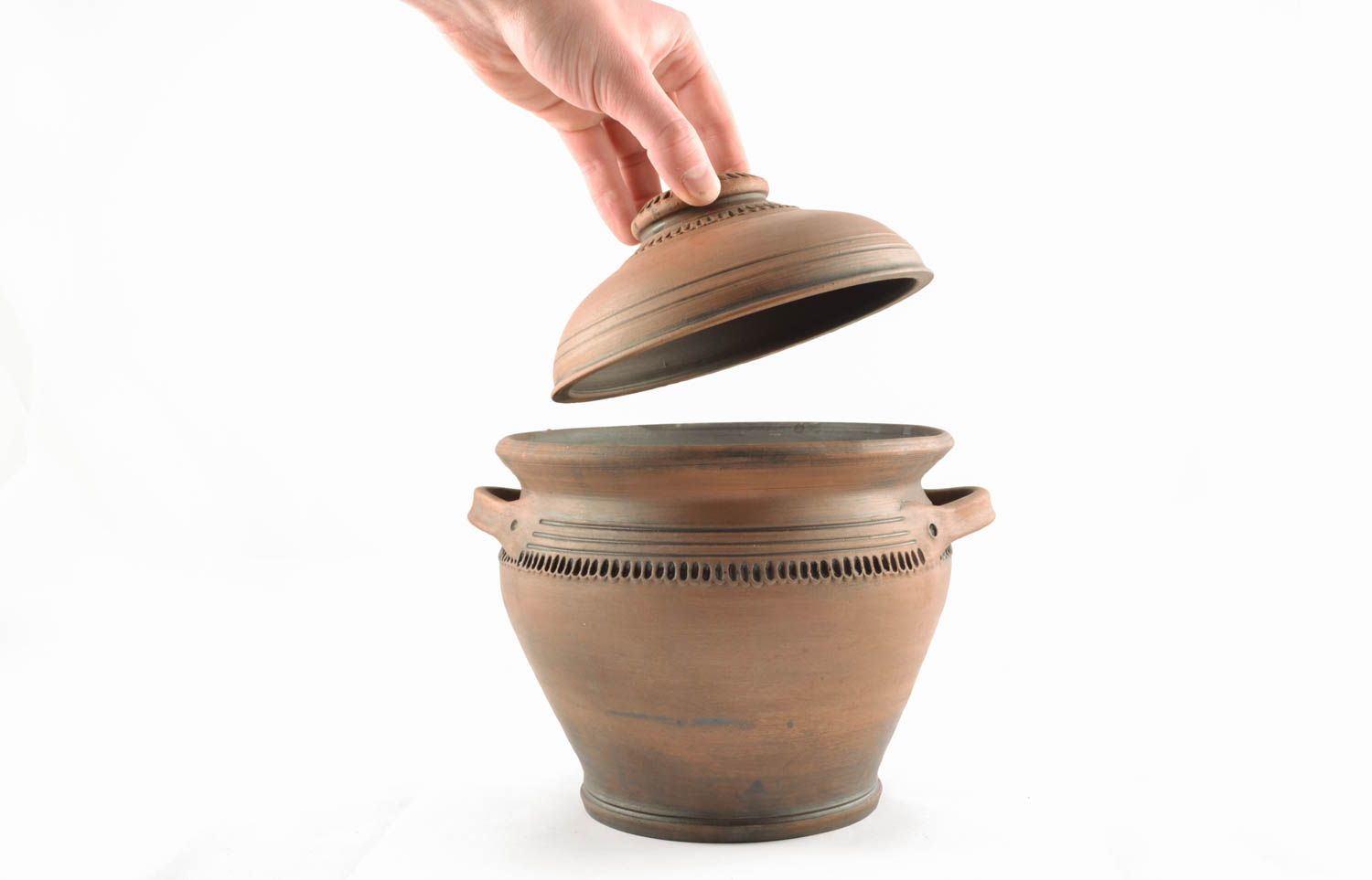 Pot en céramique avec couvercle fait main photo 1