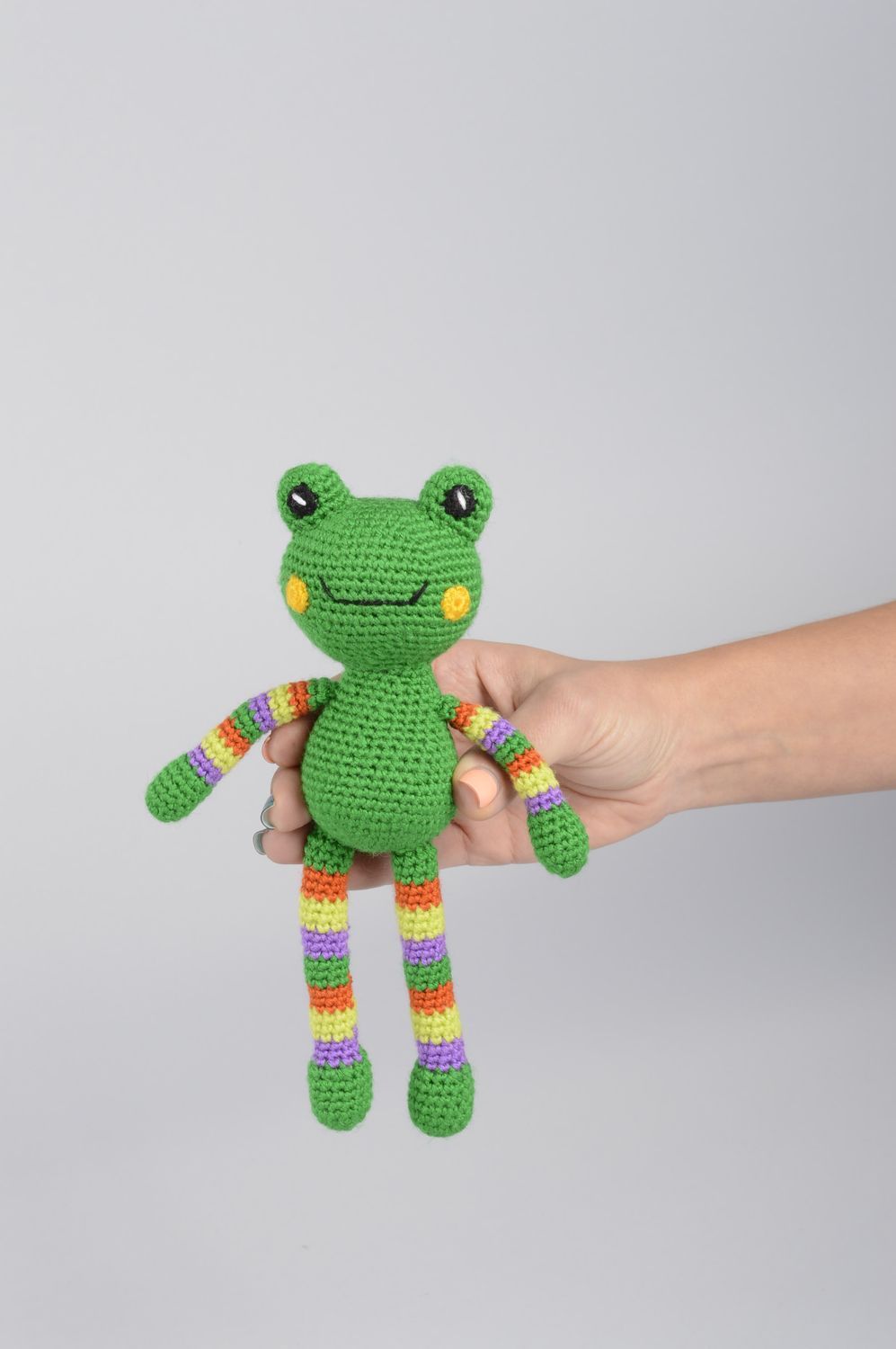 Juguete infantil hecho a mano muñeco de peluche regalo para niños Rana verde foto 5