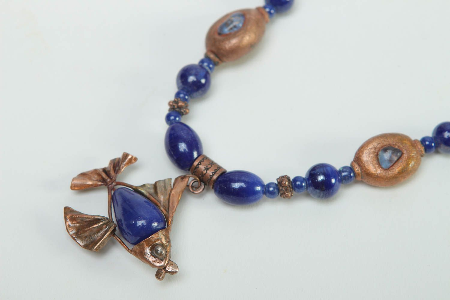 Collier bleu Bijou fait main en perles fantaisie indiennes Cadeau pour femme photo 3