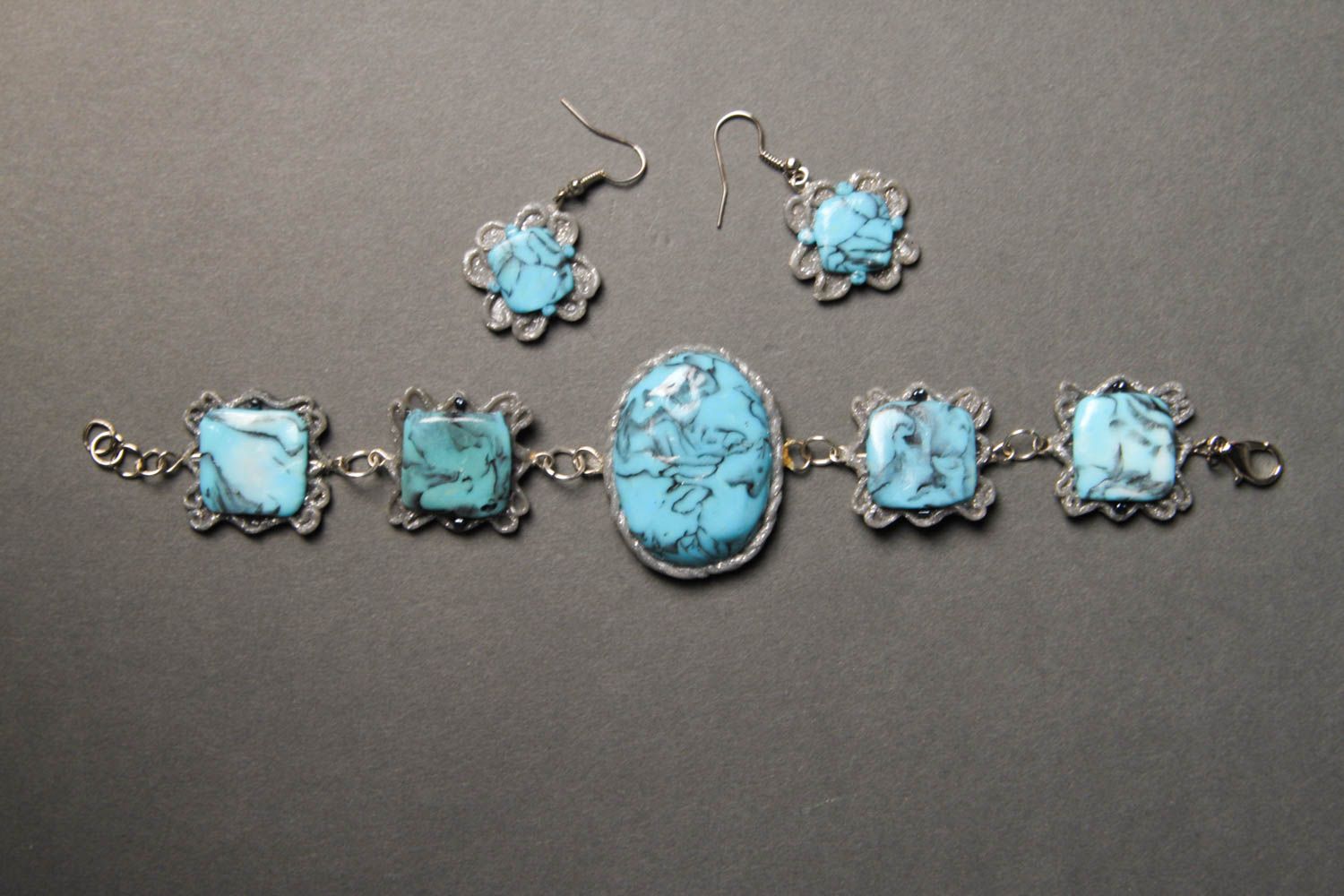 Handmade jewelry set plastic earrings bracelet designs fashion accessories photo 2