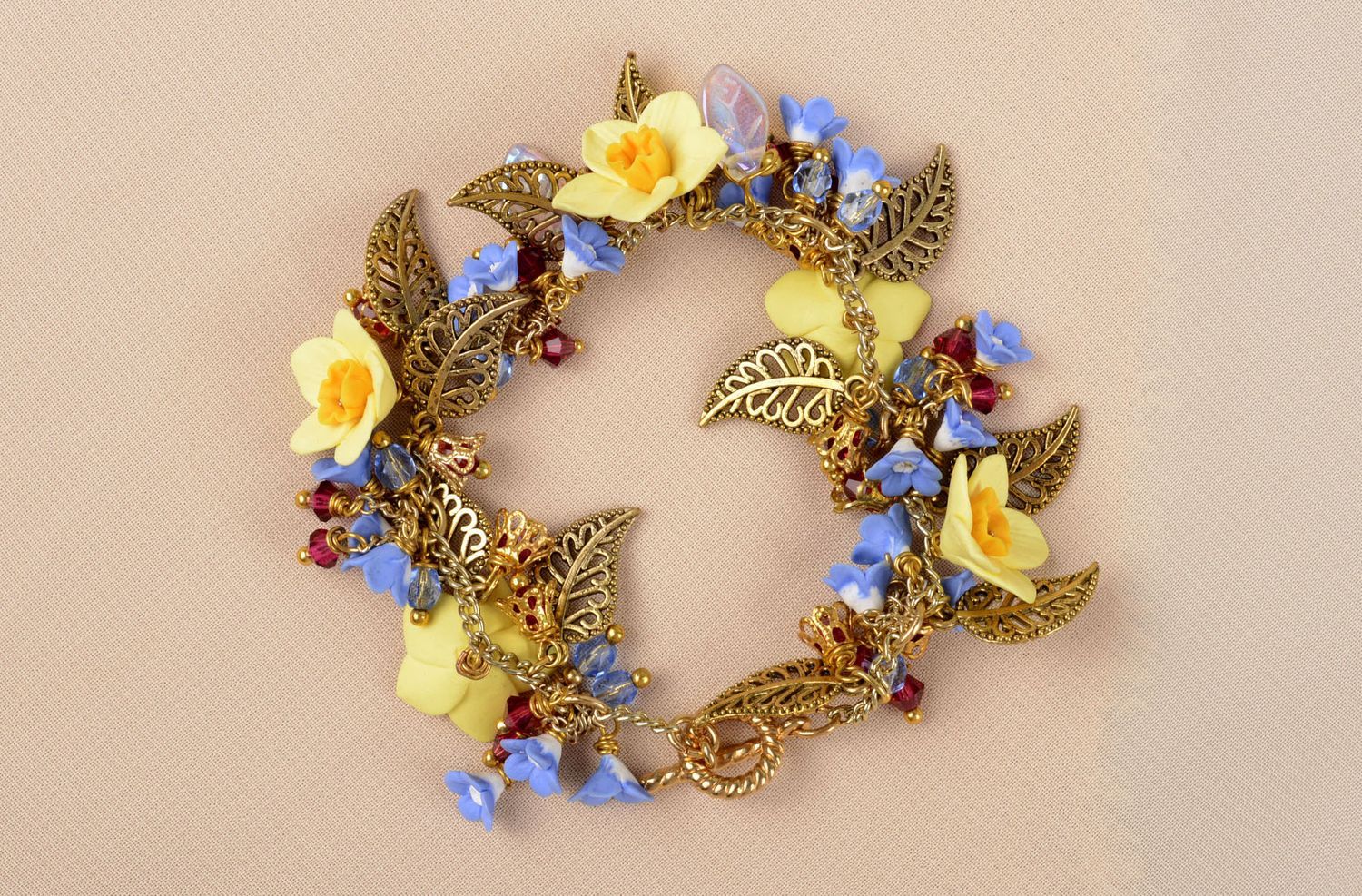Handgemachter Schmuck Armband mit Blumen zart Armband Frauen exklusiv sommerlich foto 2